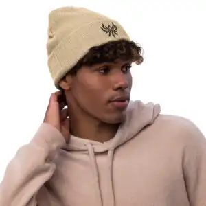 Alternative view of Crest of Flames - Ribbed Knit Beanie