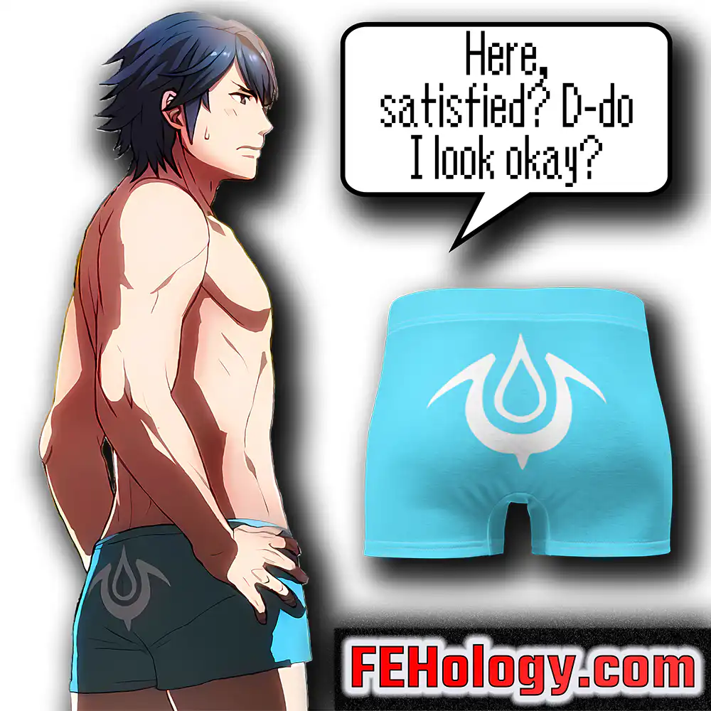 Brand of the Exalt - Chrom’s Boxer Briefs Chrom-themed promo for Mark of the Exalt Emblem Undies Fire Emblem Boxer Briefs featuring FEHology branding