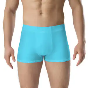 Brand of the Exalt - Chrom’s Boxer Briefs Front view of Mark of the Exalt Fire Emblem Boxer Briefs Emblem Undies in bright blue on male model