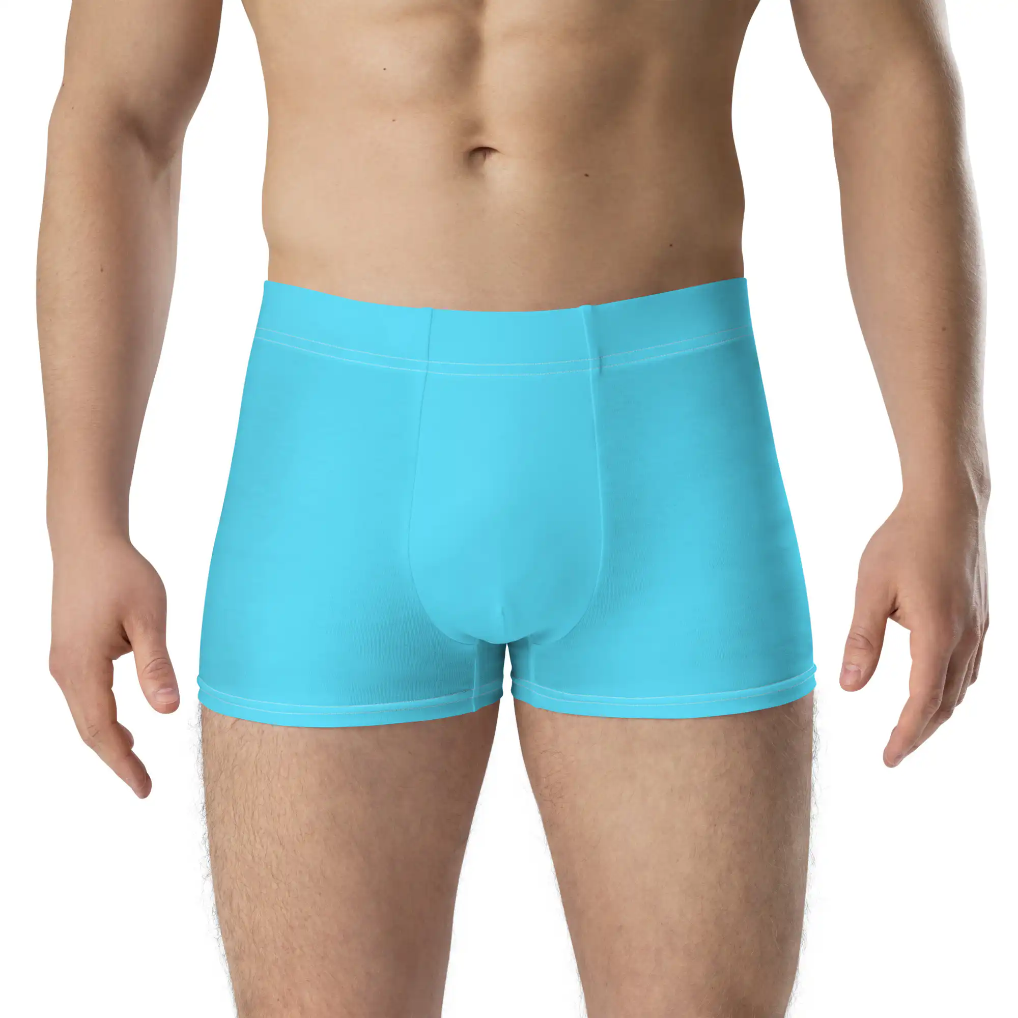 Brand of the Exalt - Chrom’s Boxer Briefs Front view of Mark of the Exalt Fire Emblem Boxer Briefs Emblem Undies in bright blue on male model