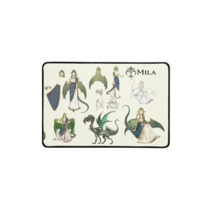 Small Mila desk mat – compact concept art mouse pad with Fire Emblem goddess design, ideal for limited gaming setups