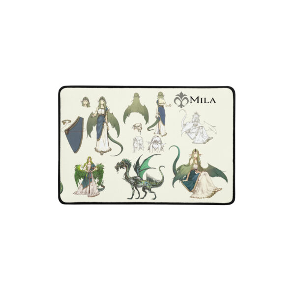 Small Mila desk mat – compact concept art mouse pad with Fire Emblem goddess design, ideal for limited gaming setups