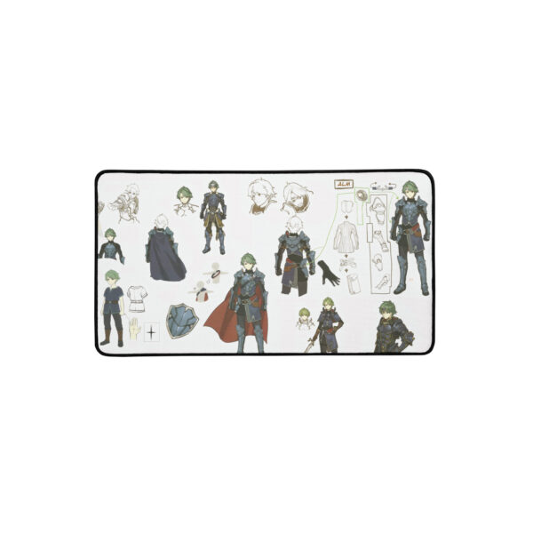 Medium Alm desk mat – concept art gaming mouse pad featuring armor progression, sketches, and Echoes: Shadows of Valentia design