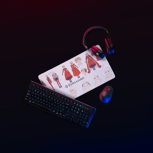 Medium Edelgard desk mat – gaming setup featuring Edelgard concept art mouse pad with red armor and crown design