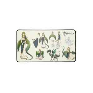 Medium Mila desk mat – Echoes of Valentia mouse pad featuring Mila’s dragon and humanoid forms with anti-slip backing