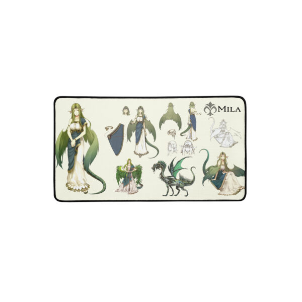 Medium Mila desk mat – Echoes of Valentia mouse pad featuring Mila’s dragon and humanoid forms with anti-slip backing