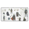 Large Alm desk mat – concept art gaming mouse pad featuring armor progression, sketches, and Echoes: Shadows of Valentia design