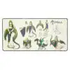 Large Mila desk mat – Fire Emblem Echoes concept art mouse pad with goddess design, dragon form, and character sketches