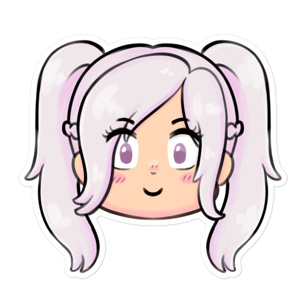 Fire Emblem sticker featuring female Robin’s chibi-style face with twin ponytails and light purple eyes.