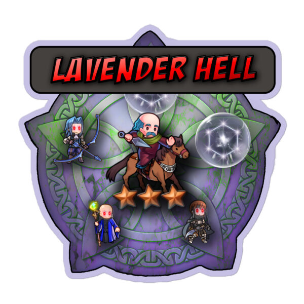 Lavender Hell Sticker — a humorous Fire Emblem Sticker featuring a cursed summoning circle with three-star heroes.