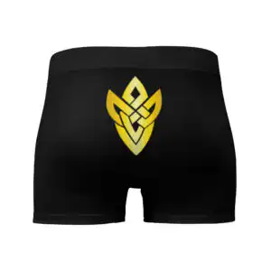 Close-up back view of Fire Emblem Boxer Briefs with bold yellow emblem on Emblem Undies