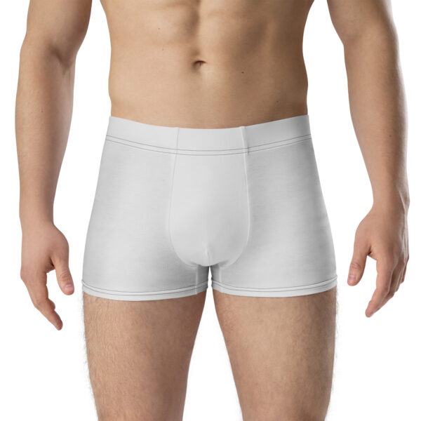 Front view of Crest of Flames Emblem Undies Fire Emblem Boxer Briefs in white on male model