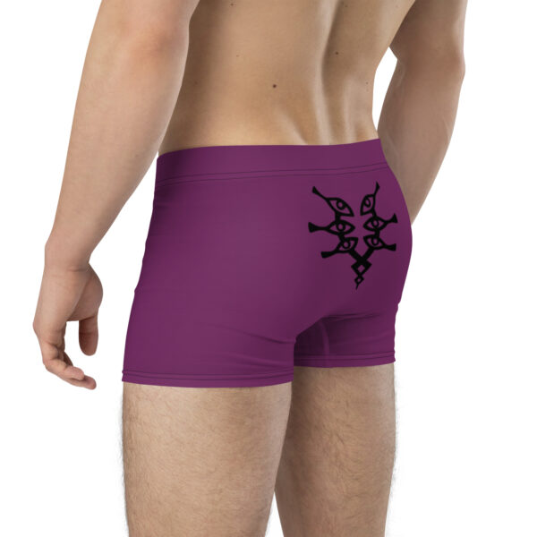 Back angled pose of model wearing Grimleal Emblem Undies Fire Emblem Boxer Briefs