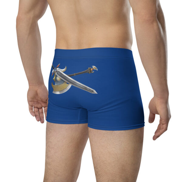 Rear angled view showing sword and axe design on Blazing Blade Fire Emblem Boxer Briefs Emblem Undies
