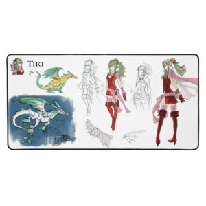 Large Tiki Desk Mat - Concept Art with full visible layout, including colored and sketched designs from Fire Emblem Awakening.
