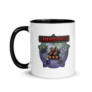 Front view of the 11 oz. Lavender Hell – Fire Emblem Mug showcasing the full Lavender Hell 3-star summon design in vivid color.