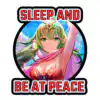 Close-up of Adult Tiki raising her arm with the bold quote “Sleep and Be at Peace” on a circular Fire Emblem Sticker.