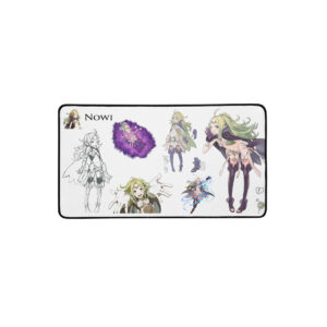 Full view of medium sized Nowi desk mat on white background, displaying detailed Fire Emblem Awakening concept art.