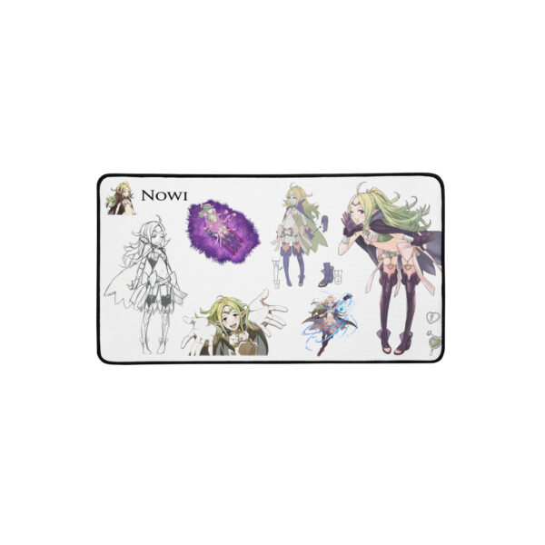 Full view of medium sized Nowi desk mat on white background, displaying detailed Fire Emblem Awakening concept art.