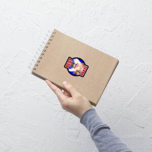 Fire Emblem Sticker of Best Brave Eikþyrnir in bold armor, shown as a small design on a notebook.