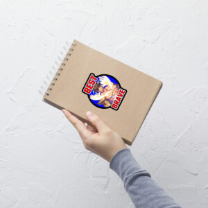 Fire Emblem Sticker of Best Brave Eikþyrnir in golden armor with glowing antlers, medium size on notebook cover.