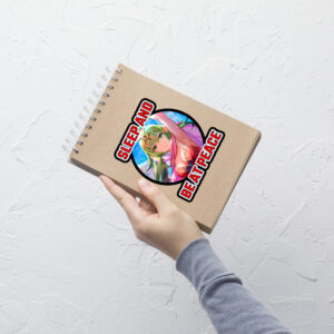 Large Fire Emblem Sticker of Tiki’s critical hit pose and quote placed on a spiral notebook for scale.