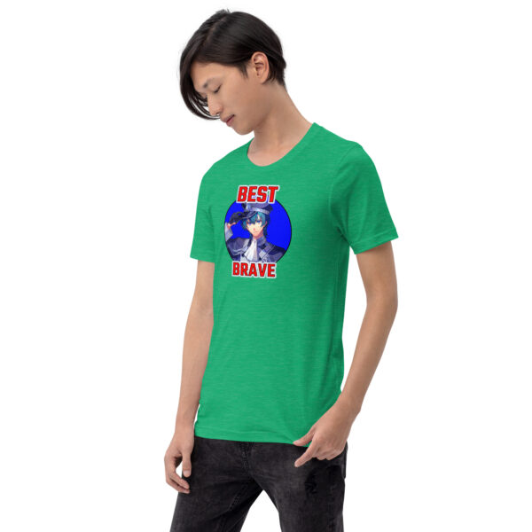 Fire Emblem Shirt featuring Best Brave Byleth design, modeled in green unisex tee.