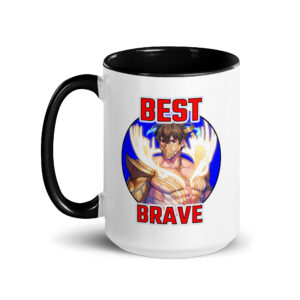 15oz Fire Emblem Mug – Best Brave Eikþyrnir artwork printed on both sides, durable ceramic with black handle.