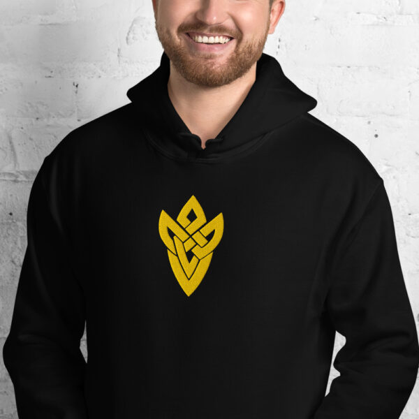 Fire Emblem Hoodie with the golden Askran Seal design embroidered on a black unisex hoodie.