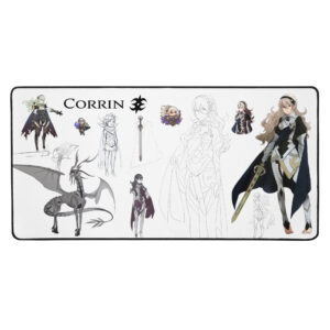Fire Emblem Desk Mat 16x32 Corrin concept art extra-large size, full character design with sword and dragon.