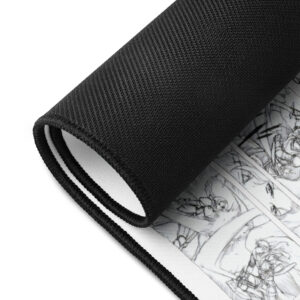 Fire Emblem Desk Mat rolled view showing detailed Ike art and durable stitched edges.