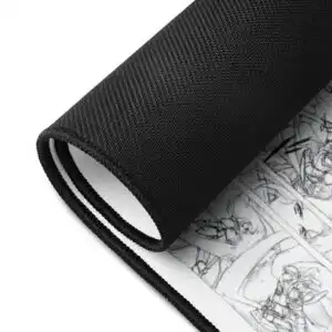 Fire Emblem Desk Mat rolled view showing detailed Ike art and durable stitched edges.