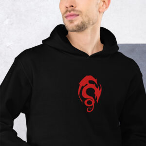 Fire Emblem Hoodie with the purple Loptous Tome emblem embroidered on a white unisex hoodie.
