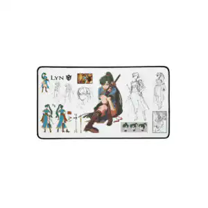 Fire Emblem Desk Mat 12x22 size with Lyn art and sketches
