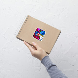 Fire Emblem Sticker of Sigurd with clown nose displayed on a medium notebook cover.