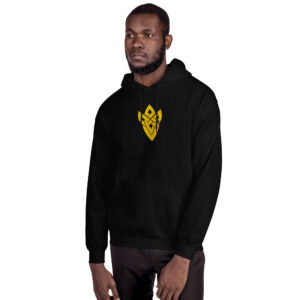 Fire Emblem Hoodie in black featuring bold Askran Seal design, modeled front view.