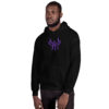 Fire Emblem Hoodie with the Crest of Flames emblem embroidered on a black unisex hoodie, modeled by a man.