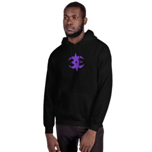 Nohr - Unisex Embroidered Hoodie Fire Emblem Hoodie in black featuring the Nohr crest, modeled by a man standing casually.