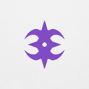 Fire Emblem Hoodie close-up showing the purple Nohr embroidered crest design.