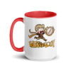 FEHology Mug featuring the Lateology design with Joel chibi character and clock, red interior accent.