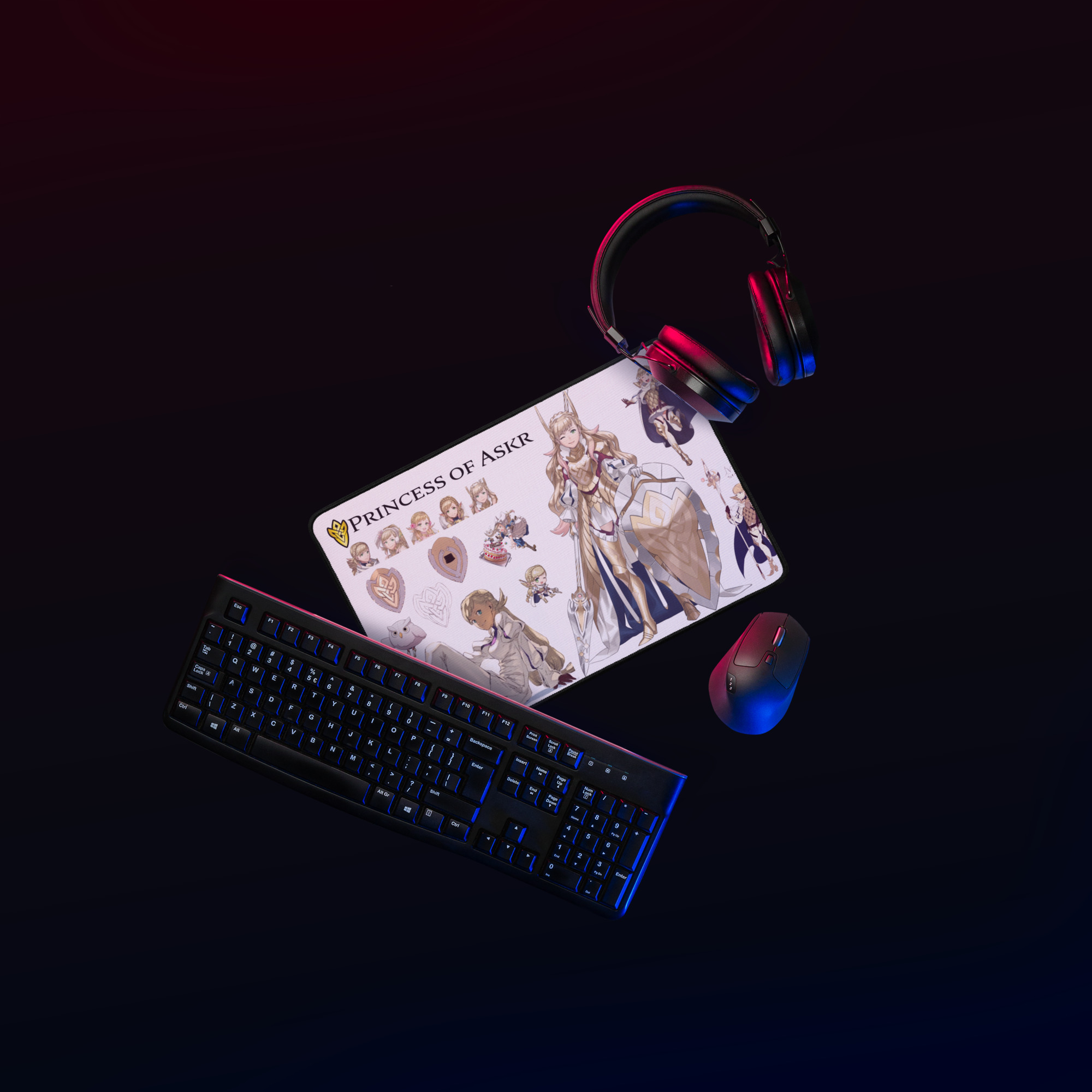 Sharena Concept Art - Desk Mat 12x18 Fire Emblem Desk Mat showing Sharena artwork on a full-size mat, styled for gaming desks with RGB lighting and accessories.