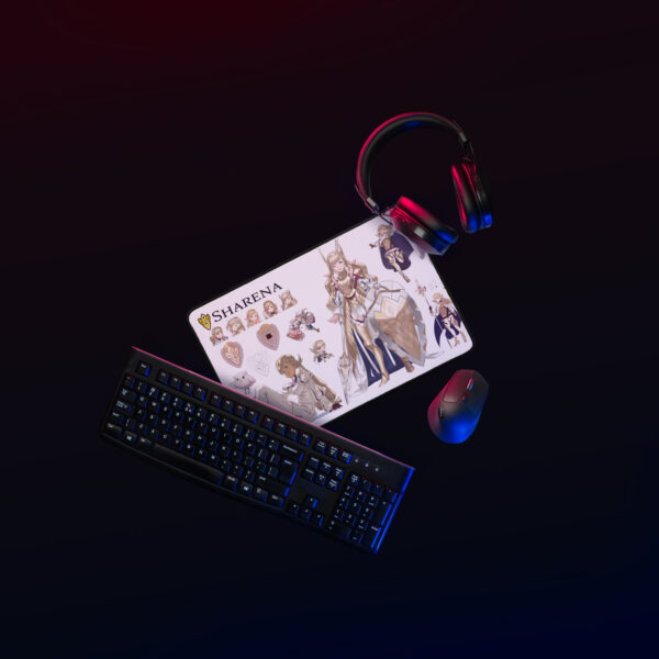 12x18 Fire Emblem Desk Mat showing Sharena artwork on a full-size mat, styled for gaming desks with RGB lighting and accessories.