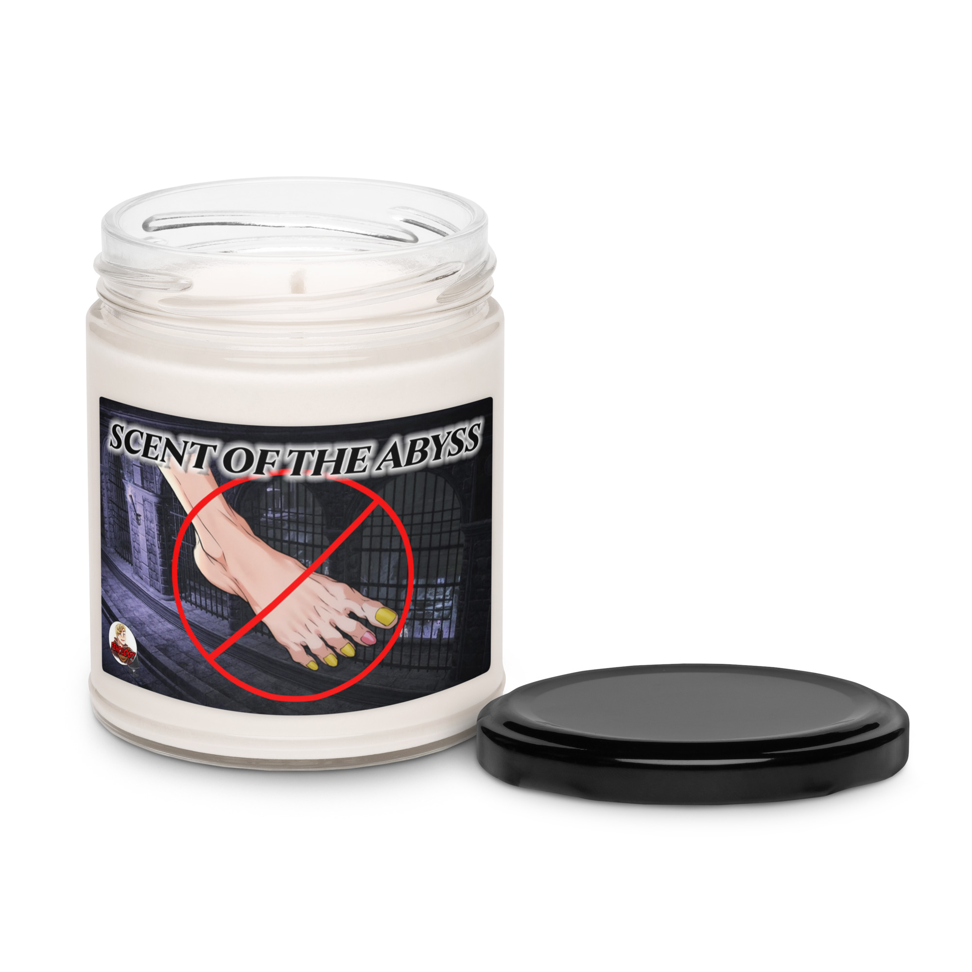 Scent of the Abyss - Candle Fire Emblem Candle Scent of the Abyss open jar view – soy wax Fire Emblem candle with removable black lid and parody game-inspired scent design.