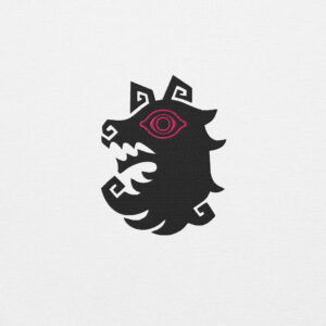 Close-up of the Shadows wolf emblem embroidery design on the Fire Emblem Hoodie.