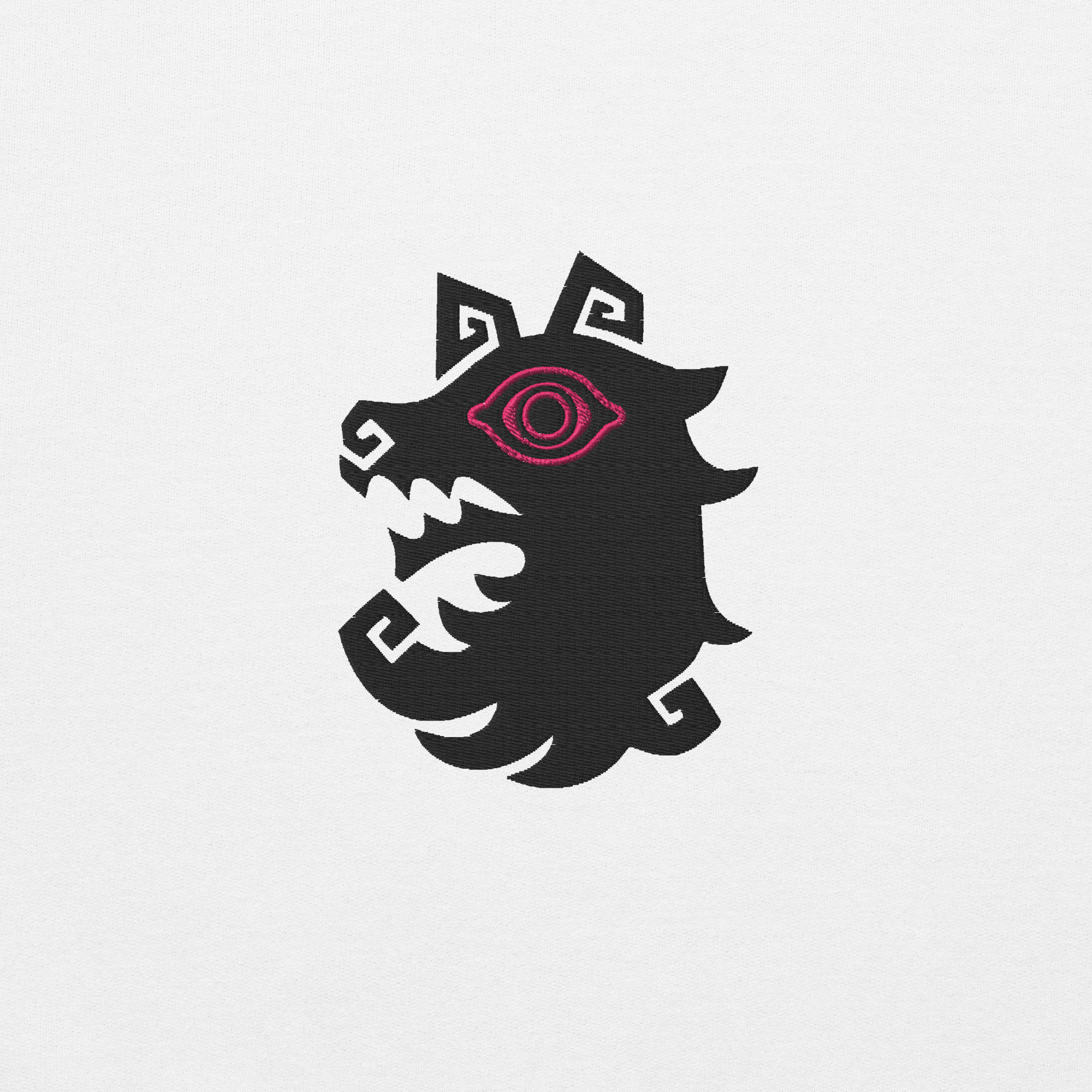 Shadows - Unisex Hoodie Close-up of the Shadows wolf emblem embroidery design on the Fire Emblem Hoodie.