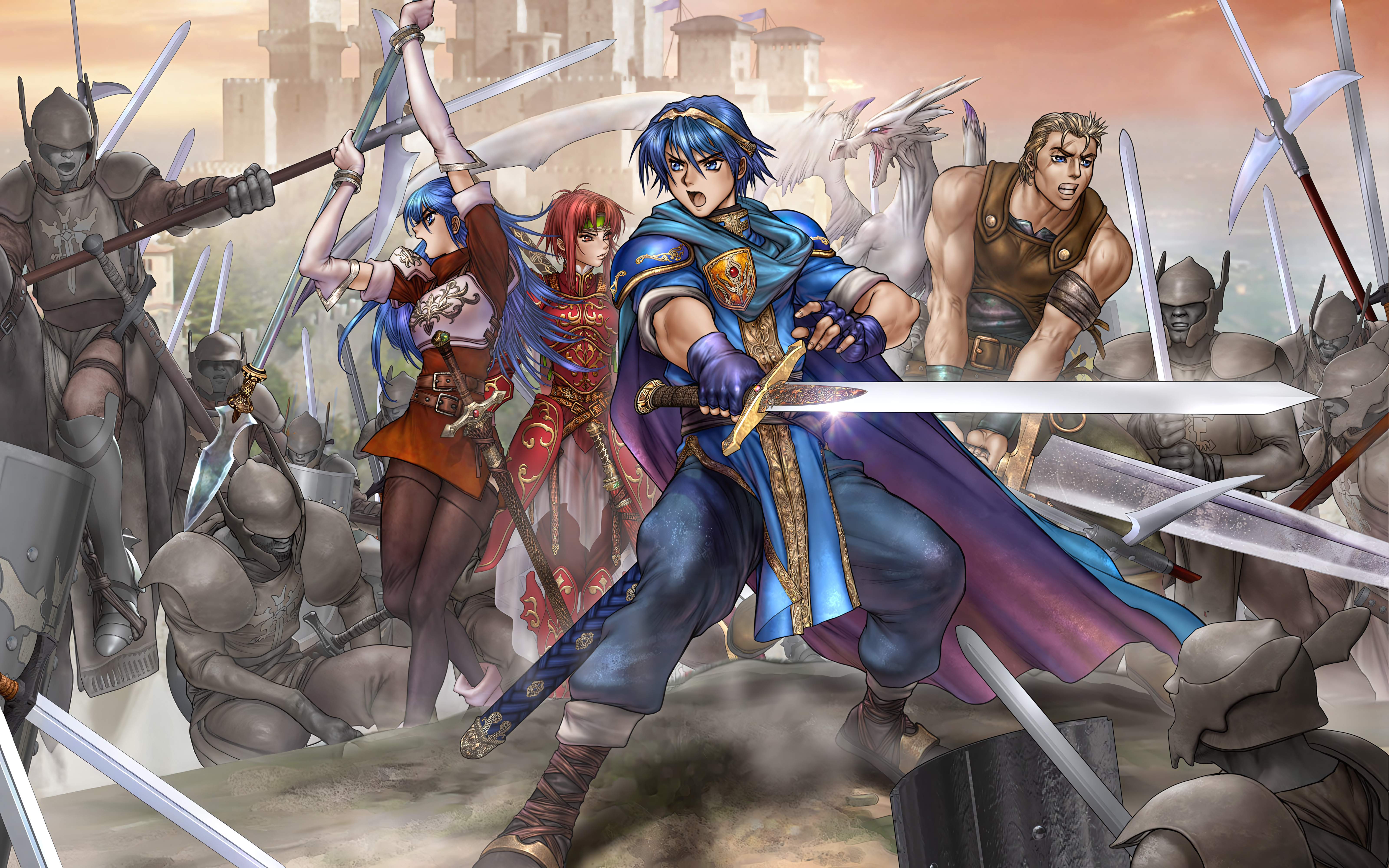 My Fire Emblem Wallpaper Collection (One Per Game) Fire Emblem wallpapers – FE11 Shadow Dragon DS cinematic battle illustration.