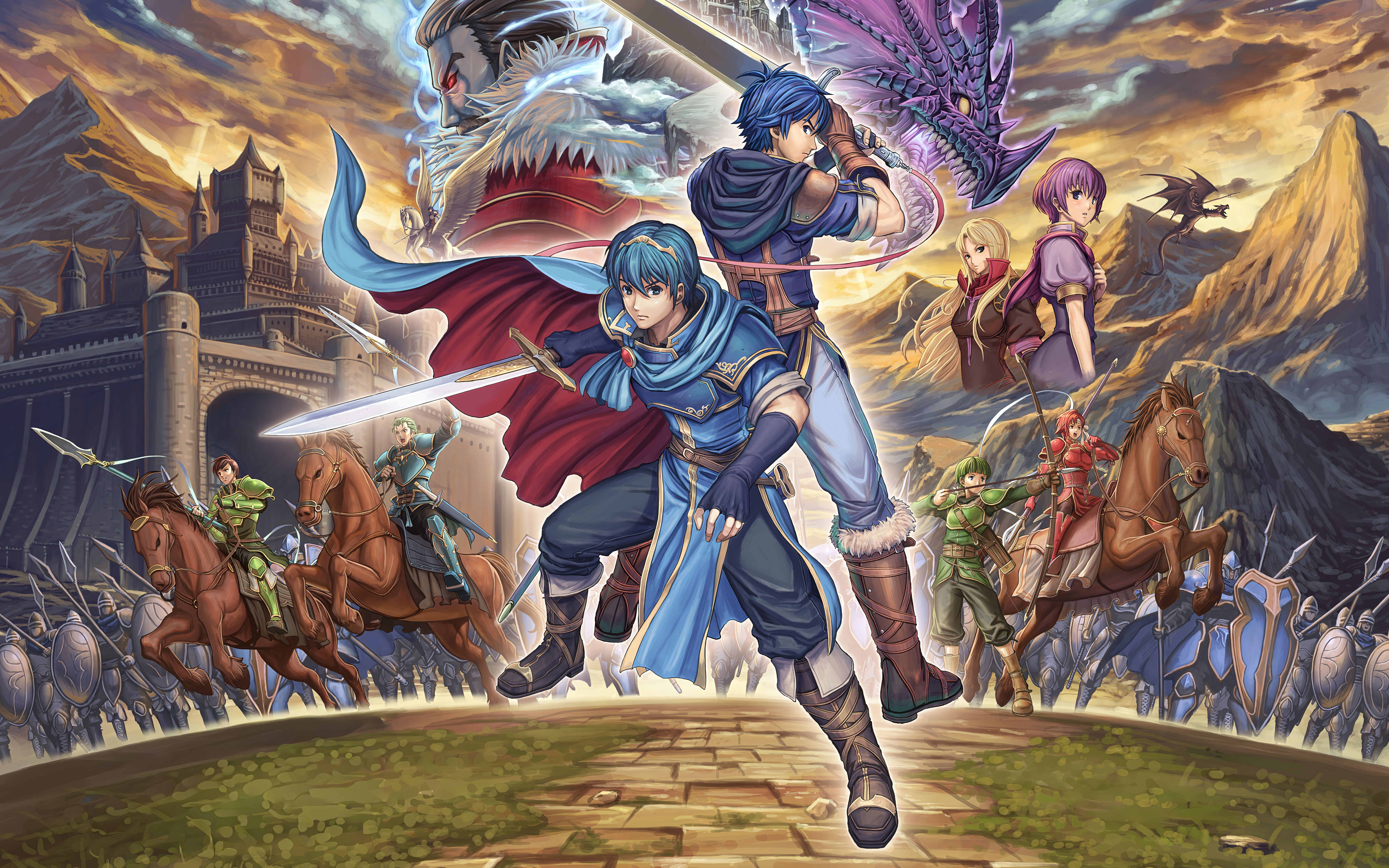 My Fire Emblem Wallpaper Collection (One Per Game) Fire Emblem wallpapers – FE12 New Mystery of the Emblem ensemble artwork.