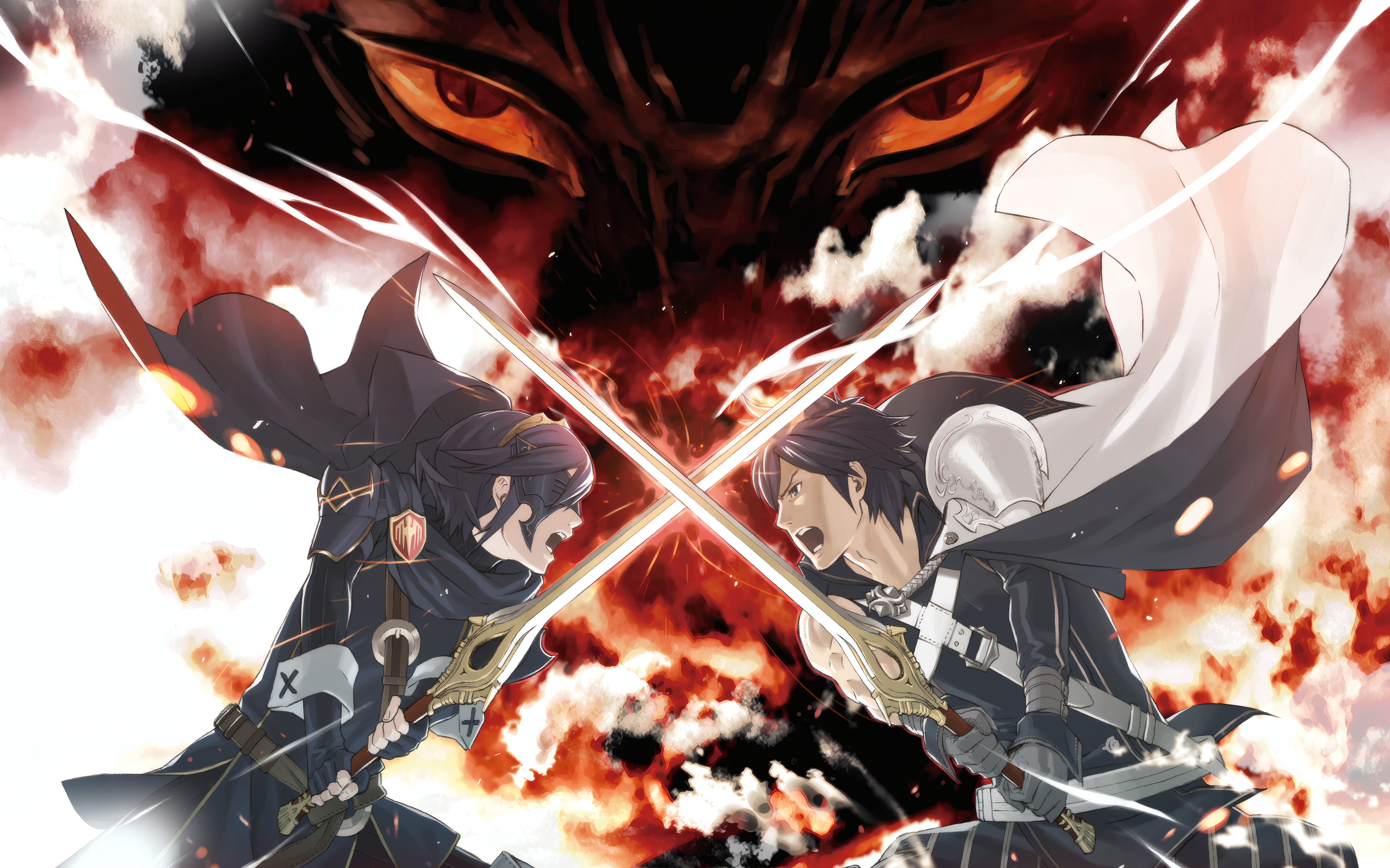 My Fire Emblem Wallpaper Collection (One Per Game) Fire Emblem wallpapers – FE13 Awakening duel between Chrom and masked Lucina.