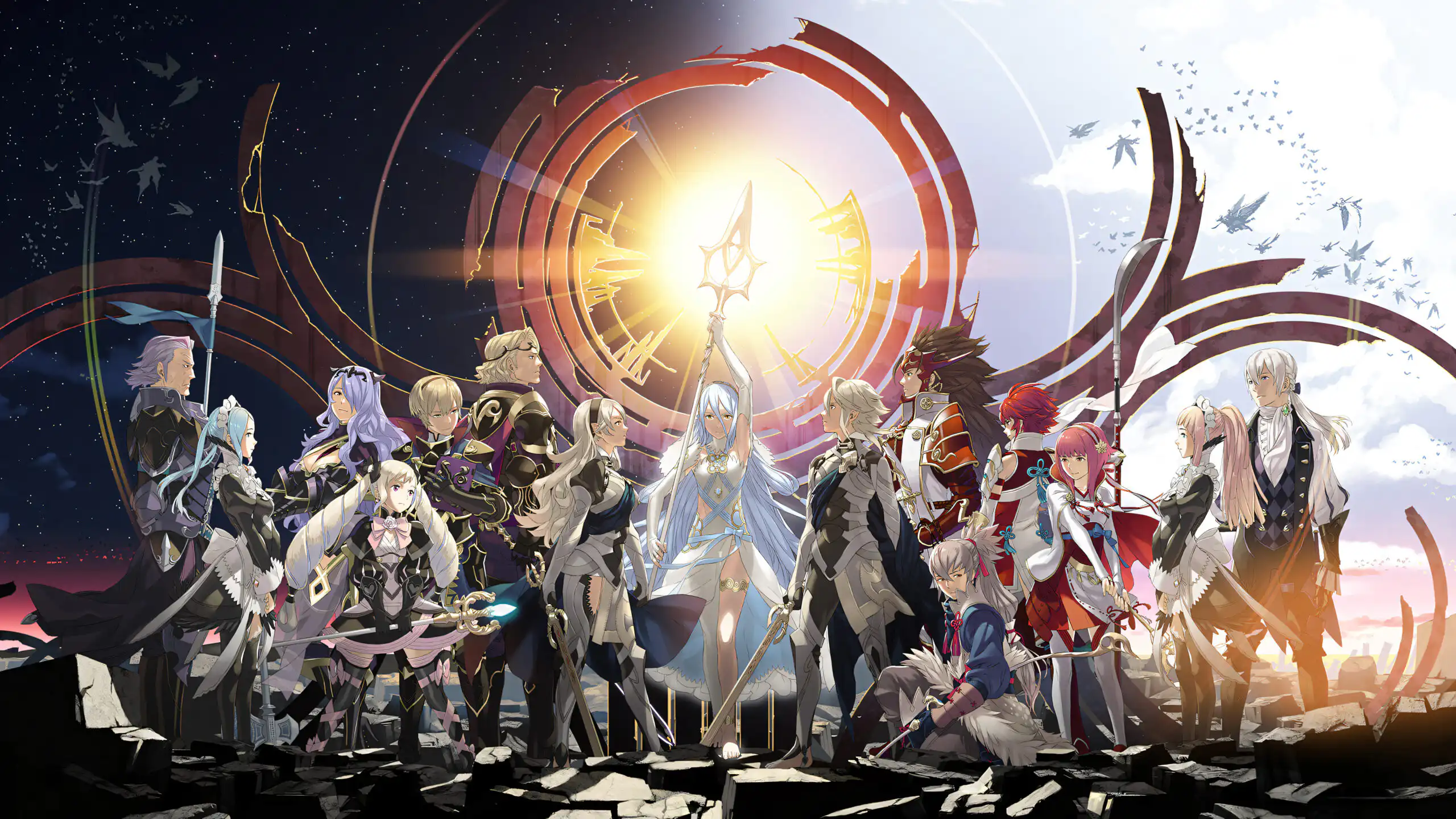 Fire Emblem wallpapers – FE14 Fates Nohr and Hoshido heroes facing off.