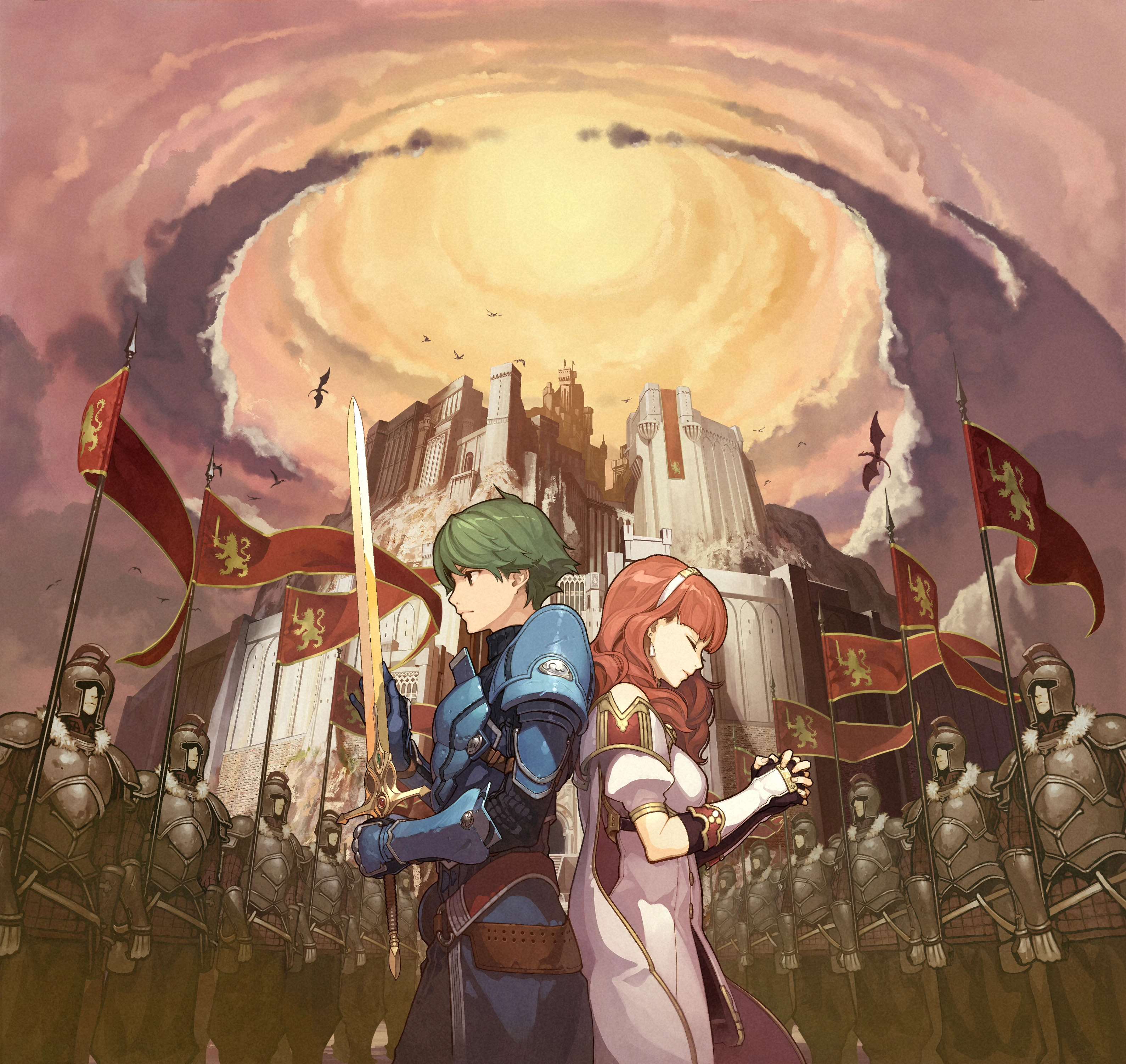 My Fire Emblem Wallpaper Collection (One Per Game) Fire Emblem wallpapers – FE15 Echoes Shadows of Valentia Alm, Celica, and Zofian soldiers.